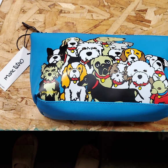 Marc Tetro Blue Cosmetic Bag with Dog Print - Picture 1 of 5